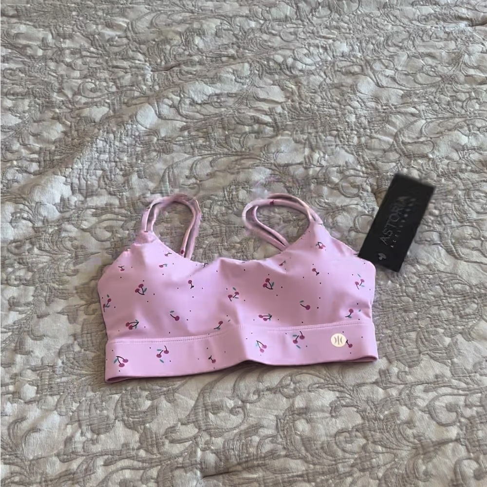 Pink cherry sports bra